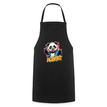 ALBERT - Handsome boy name with cool panda - Cooking Apron - black - Front - AI Model Male 185 dark (185cm)