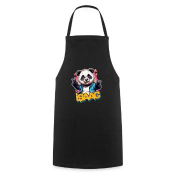 ISAAC - Handsome Boy Name with Cool Panda - Cooking Apron - black - Front - AI Model Male 185 dark (185cm)