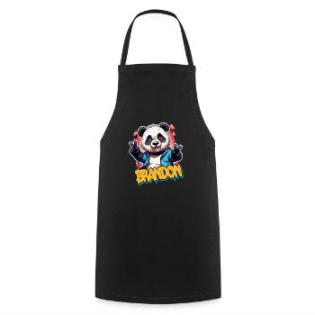 BRANDON - Schöner Jungen Name mit coolem Panda - Kochschürze - Schwarz - Vorne - AI Model Male 185 dark (185cm)