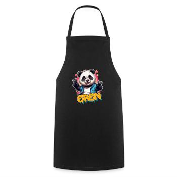 EREN - Schöner Jungen Name mit coolem Panda - Kochschürze - Schwarz - Vorne - AI Model Male 185 dark (185cm)