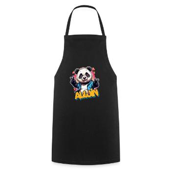 ALWIN - Handsome Boy Name with Cool Panda - Cooking Apron - black - Front - AI Model Male 185 dark (185cm)