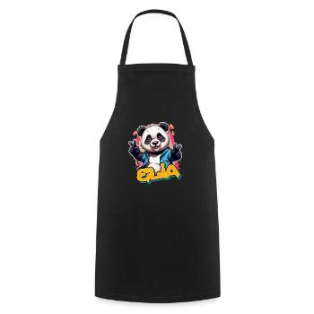 ELIA - Beau prénom de garçon avec panda cool - Tablier de cuisine - noir - Devant - AI Model Male 185 dark (185cm)