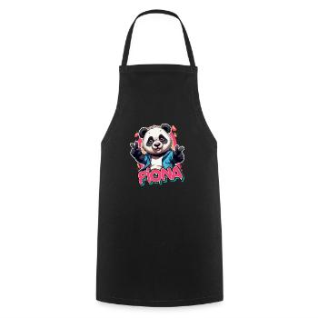 FIONA - Beau nom de fille avec Cool Panda - Tablier de cuisine - noir - Devant - AI Model Male 185 dark (185cm)