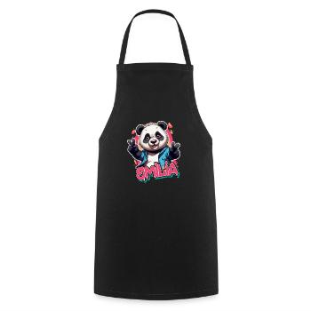 EMILIA - Beau nom de fille avec panda cool - Tablier de cuisine - noir - Devant - AI Model Male 185 dark (185cm)