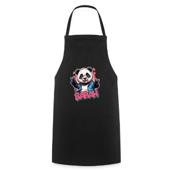 SARAH - Beautiful Girl Name with Cool Panda - Cooking Apron - black - Front - AI Model Male 185 dark (185cm)