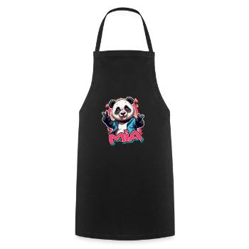 MIA - Beautiful Girl Name with Cool Panda - Cooking Apron - black - Front - AI Model Male 185 dark (185cm)