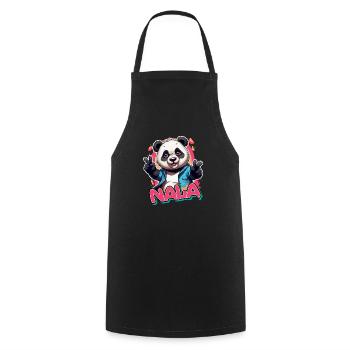 NALA - Schöner Mädchen Name mit coolem Panda - Kochschürze - Schwarz - Vorne - AI Model Male 185 dark (185cm)