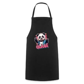 OLIVIA - Beau nom de fille avec Cool Panda - Tablier de cuisine - noir - Devant - AI Model Male 185 dark (185cm)