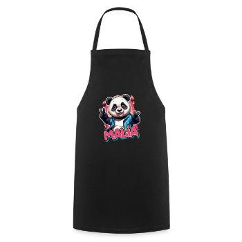 MALIA - Schöner Mädchen Name mit coolem Panda - Kochschürze - Schwarz - Vorne - AI Model Male 185 dark (185cm)
