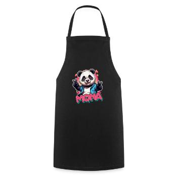 MONA - Schöner Mädchen Name mit coolem Panda - Kochschürze - Schwarz - Vorne - AI Model Male 185 dark (185cm)