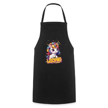LEONIE - Beautiful girl name with cute unicorn - Cooking Apron - black - Front - AI Model Male 185 dark (185cm)