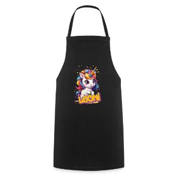 LEONI - Beau prénom de fille avec une jolie licorne - Tablier de cuisine - noir - Devant - AI Model Male 185 dark (185cm)