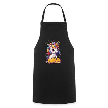 NIKA - Beau nom de fille avec une licorne mignonne - Tablier de cuisine - noir - Devant - AI Model Male 185 dark (185cm)
