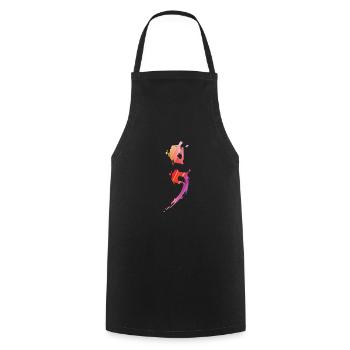 SemiColon-Gesundheits-Selbstmord-Bewusstseins-Entwurf - Kochschürze - Schwarz - Vorne - AI Model Male 185 dark (185cm)