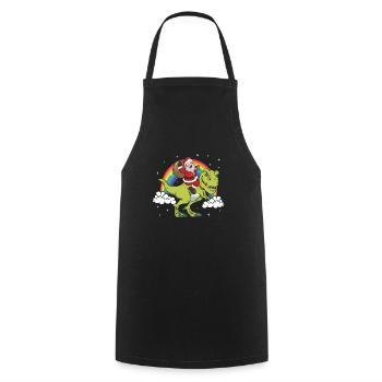 Santa Claus Rides On T-Rex Dinaur - Cooking Apron - black - Front - AI Model Male 185 dark (185cm)