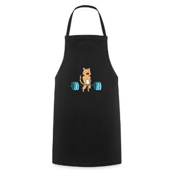 Cats weight lifting dumbbell bodybuilding gift - Cooking Apron - black - Front - AI Model Male 185 dark (185cm)