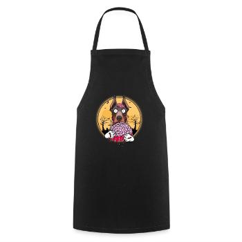 Doberman Pinscher Halloween Zombie Dog Gift - Cooking Apron - black - Front - AI Model Male 185 dark (185cm)