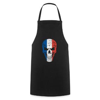 Crâne france - Tablier de cuisine - noir - Devant - AI Model Male 185 dark (185cm)