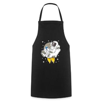Astronaute, espace, espace, lecture, livre - Tablier de cuisine - noir - Devant - AI Model Male 185 dark (185cm)