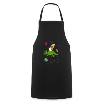 cat and dinosaur pizza gift - Cooking Apron - black - Front - AI Model Male 185 dark (185cm)