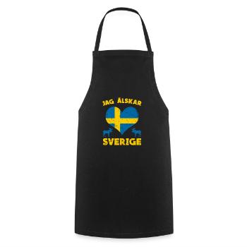 Sweden Heart - Cooking Apron - black - Front - AI Model Male 185 dark (185cm)