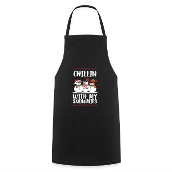 Bonhomme de neige hiver neige cadeau de noël - Tablier de cuisine - noir - Devant - AI Model Male 185 dark (185cm)