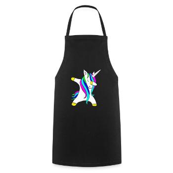 Dabbing unicorn Einhorn - Kochschürze - Schwarz - Vorne - AI Model Male 185 dark (185cm)