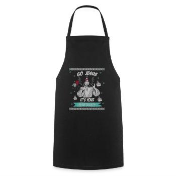 Go Jesus it's your birthday birthday gift - Cooking Apron - black - Front - AI Model Male 185 dark (185cm)