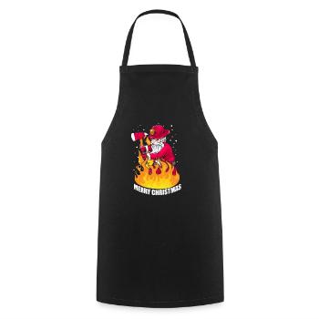 Christmas Santa Firefighter Gift - Cooking Apron - black - Front - AI Model Male 185 dark (185cm)