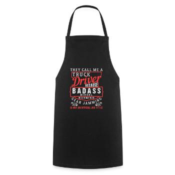Truck Driver Job Title - Cooking Apron - black - Front - AI Model Male 185 dark (185cm)