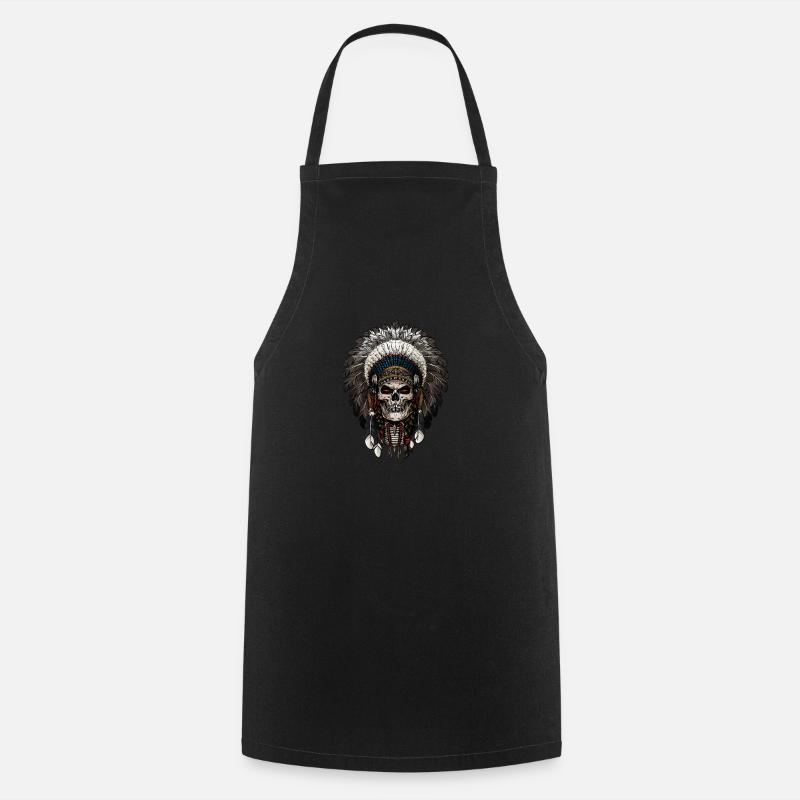 Indian Warrior Skull Head Kleid - Kochschürze - Schwarz
