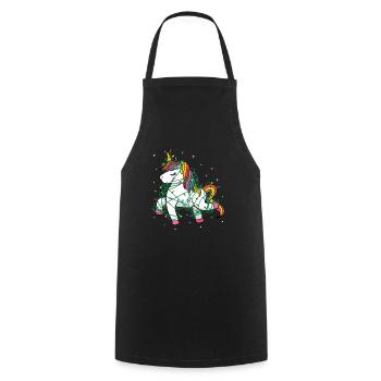 Unicorn Christmas lights Christmas tree - Cooking Apron - black - Front - AI Model Male 185 dark (185cm)