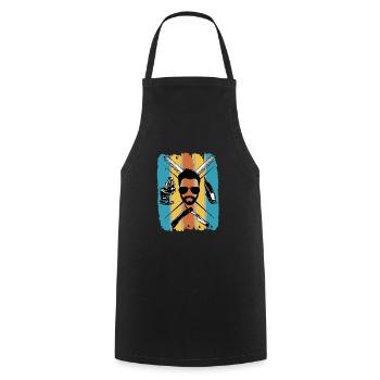 Tee shirt Retro Hairdresser Hairdresser Coiffeur - Tablier de cuisine - noir - Devant - AI Model Male 185 dark (185cm)