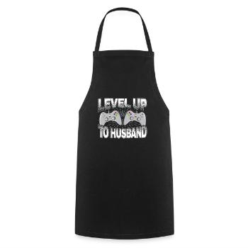 Level Up Husband Verlobter Gamer Verlobung - Kochschürze - Schwarz - Vorne - AI Model Male 185 dark (185cm)
