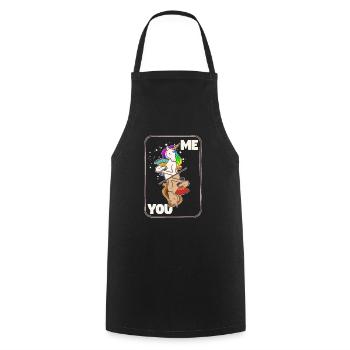 Couple vous et moi cadeau drôle d'amant de licorne magique - Tablier de cuisine - noir - Devant - AI Model Male 185 dark (185cm)