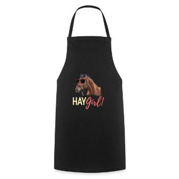 Hay Girl Horse Lover Horseback Riding - Cooking Apron - black - Front - AI Model Male 185 dark (185cm)