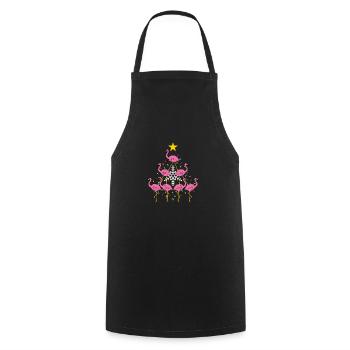 Flamingo Christmas tree gift - Cooking Apron - black - Front - AI Model Male 185 dark (185cm)