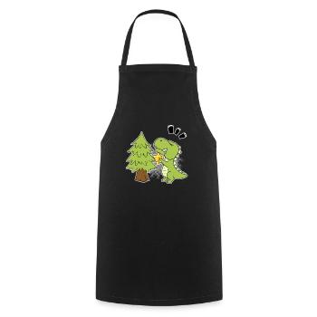 Christmas Tree Baby T-Rex Dinosaur Gift - Cooking Apron - black - Front - AI Model Male 185 dark (185cm)
