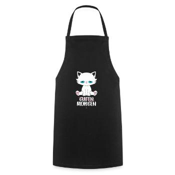 Guten morgen cat gift - Cooking Apron - black - Front - AI Model Male 185 dark (185cm)