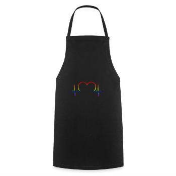 LGBT Herzschlag - Kochschürze - Schwarz - Vorne - AI Model Male 185 dark (185cm)