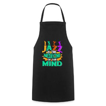 Jazz musical instrument saxophone - Cooking Apron - black - Front - AI Model Male 185 dark (185cm)