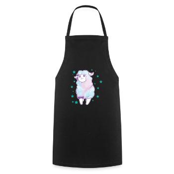 Regenbogen Alpaka Lama mit Sternen Geschenkidee - Kochschürze - Schwarz - Vorne - AI Model Male 185 dark (185cm)