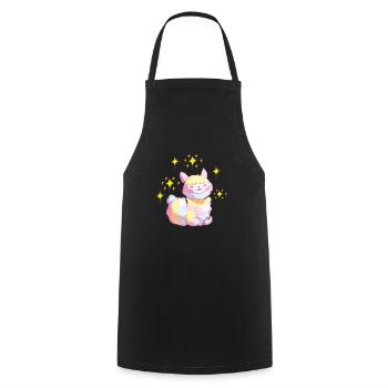 Regenbogen Alpaka Lama Sterne ,Geschenkidee - Kochschürze - Schwarz - Vorne - AI Model Male 185 dark (185cm)