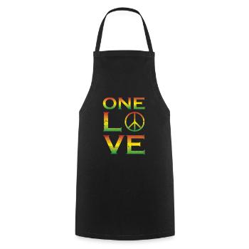 Love reggae - Cooking Apron - black - Front - AI Model Male 185 dark (185cm)
