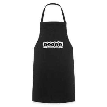 5 cylinder Deluxe (neon white) - Cooking Apron - black - Front - AI Model Male 185 dark (185cm)