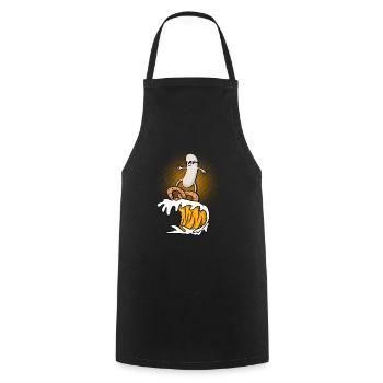 Surfeuse blanche sur le blé de levure arbre avec bretzel - Tablier de cuisine - noir - Devant - AI Model Male 185 dark (185cm)