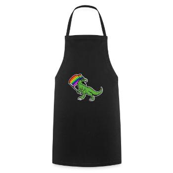 Funny T-Rex Gay Pride Flag Dinosaur Gay - Cooking Apron - black - Front - AI Model Male 185 dark (185cm)