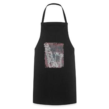 Saxophone Jazz Swing Classique Retro Ska Punk Rock - Tablier de cuisine - noir - Devant - AI Model Male 185 dark (185cm)