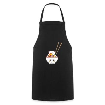 Ramen Cat Kawaii cadeau pour Otakus - Tablier de cuisine - noir - Devant - AI Model Male 185 dark (185cm)