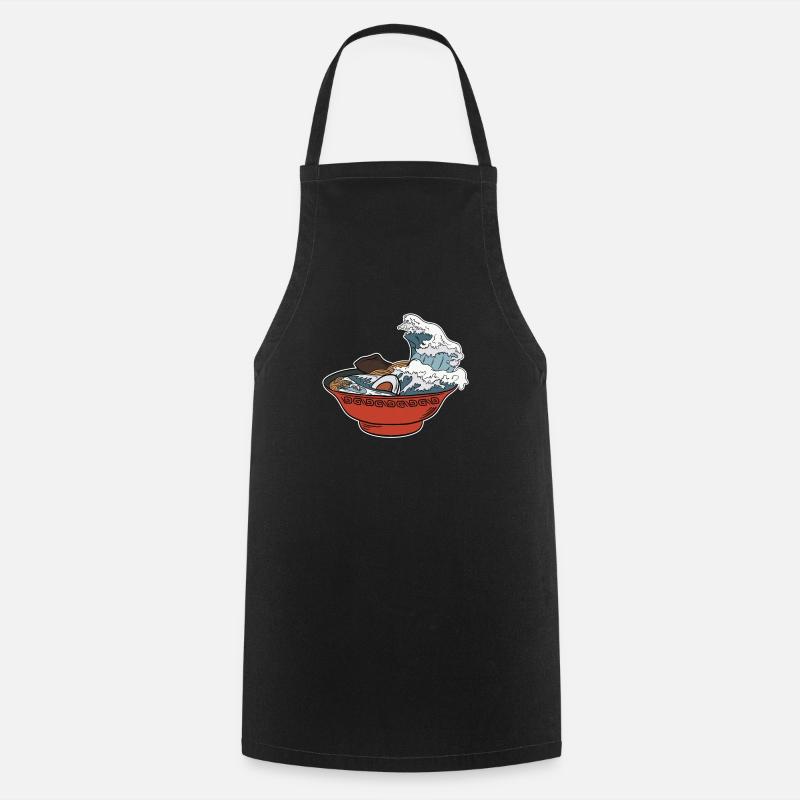 Ramen noodle tsunami Japan pasta dish gift - Cooking Apron - black